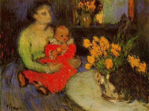 mother-and-child-behind-the-bouquet-of-flowers-1901