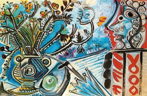 PABLO-PICASSO-FLOWERS-AND-BUST-OF-MAN-WITH-UMBRELLA